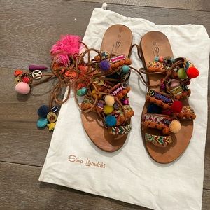 ELINA LINARDAKI sandals pom pom summer greece funky